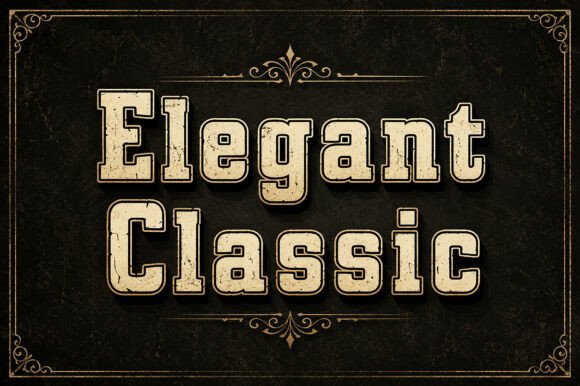 Elegant Classic: A Bold Vintage Font with Rugged Appeal