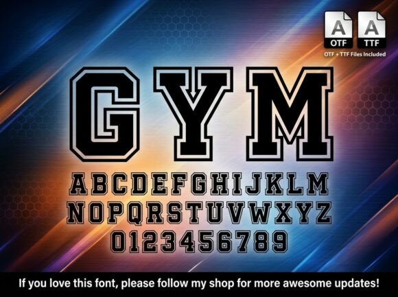 Gym: The Ultimate Bold Athletic Display Font for Powerful Designs